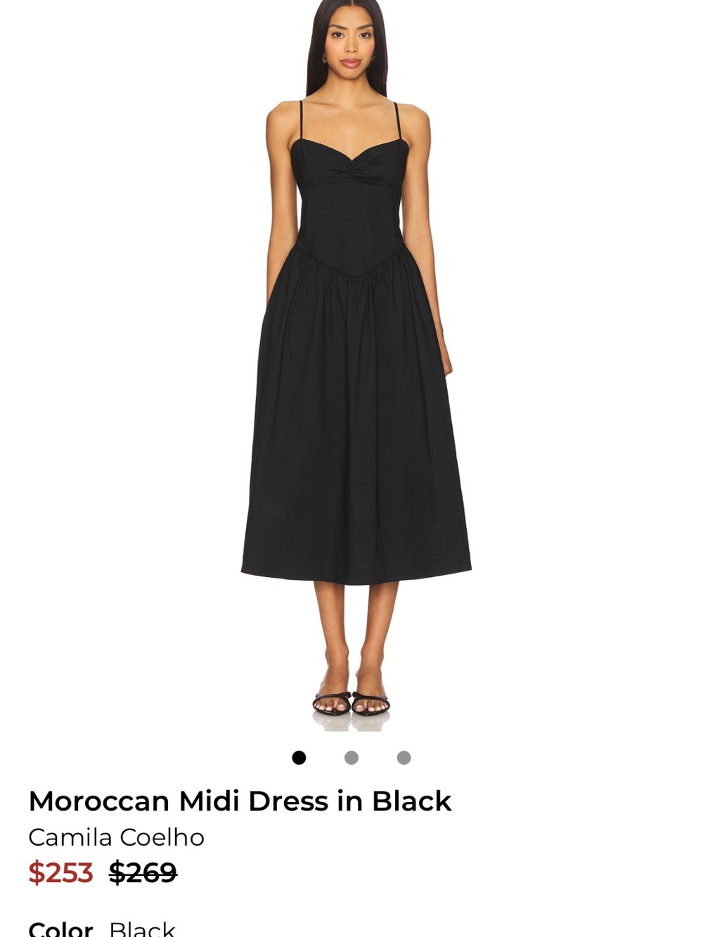 Camila Coelho Black Spaghetti-Strap Midi Dress